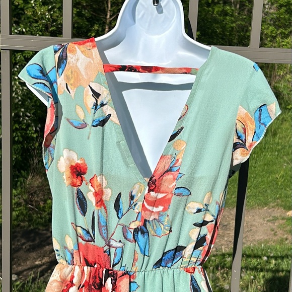 Scobe Green Floral Summer Wrap Dress Size Large - Picture 9 of 11